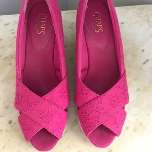 Chaps Hot Pink Eyelet Wedge Sandals